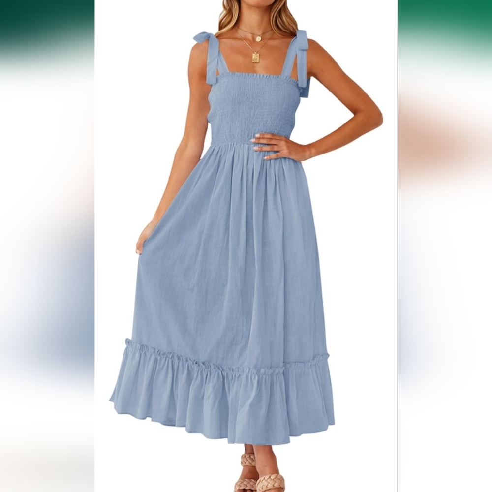Zesica Summer Light Blue Maxi Dress